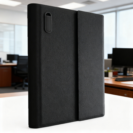 Premium Black PU Leather Executive Organizer with Built-in USB and Card Slot