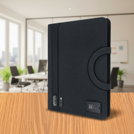 Premium Executive Organizer Folder with Handle | Built-in Notepad, Storage & USB Slot