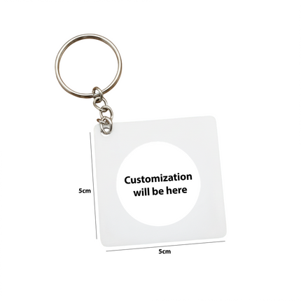 Customisable Square Blank White Keychain for Photos, Names & Logos