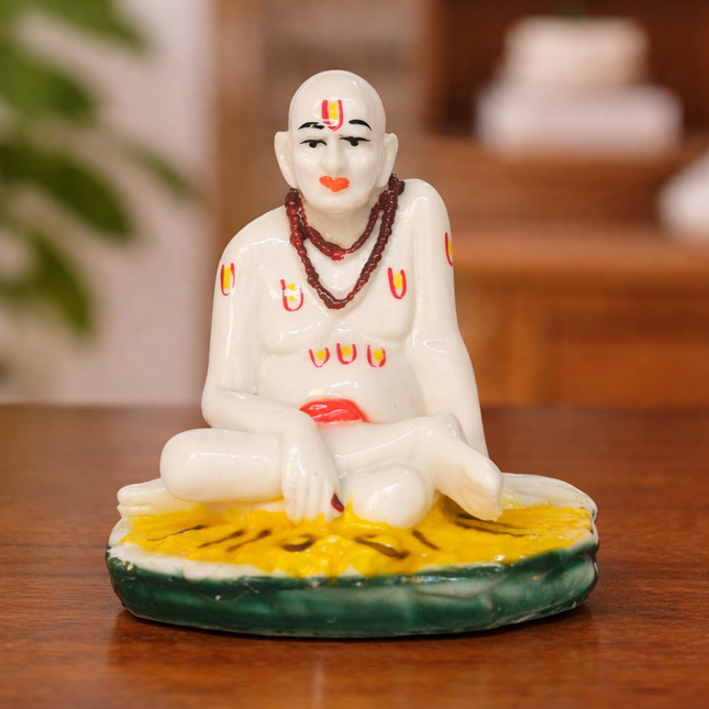 Swetambara Jain Monk Meditaing Miniature Idol - Resin Spiritual Showpiece