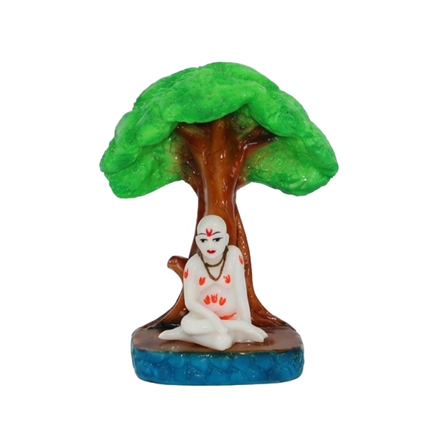 White Monk Under Bodhi Tree Resin Figurine for Spiritual Spaces & Home Décor
