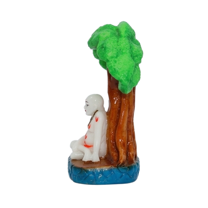 White Monk Under Bodhi Tree Resin Figurine for Spiritual Spaces & Home Décor