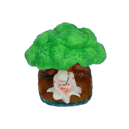 White Monk Under Bodhi Tree Resin Figurine for Spiritual Spaces & Home Décor