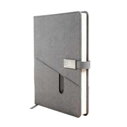 Grey Smart Power Bank Notebook with USB Drive & Charging Cables – Executive Gift