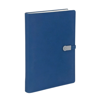 Blue Minimalist Smart Notebook with Power Bank, USB Drive & Multi-Charging Cable